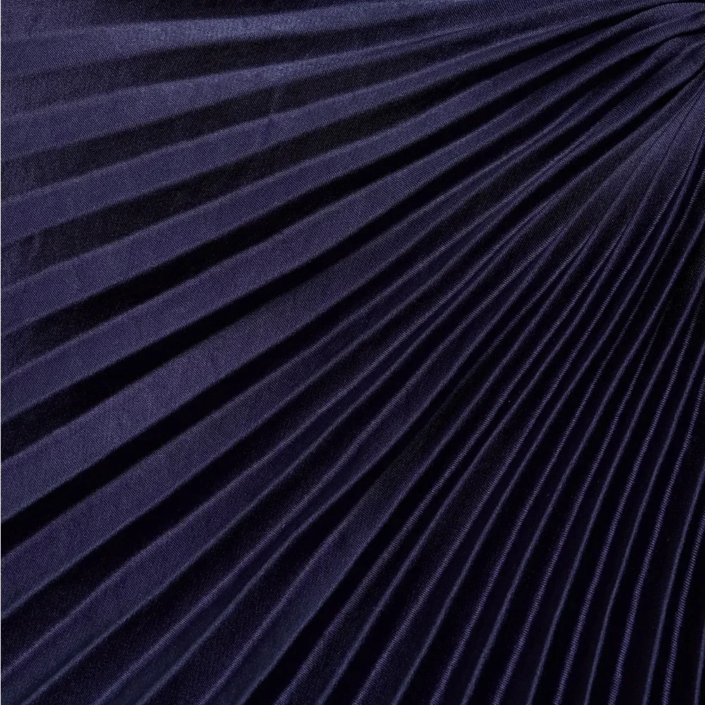 A.L.C. Delfina Asymmetrical Pleated Dress in Navy - Picture 10 of 11